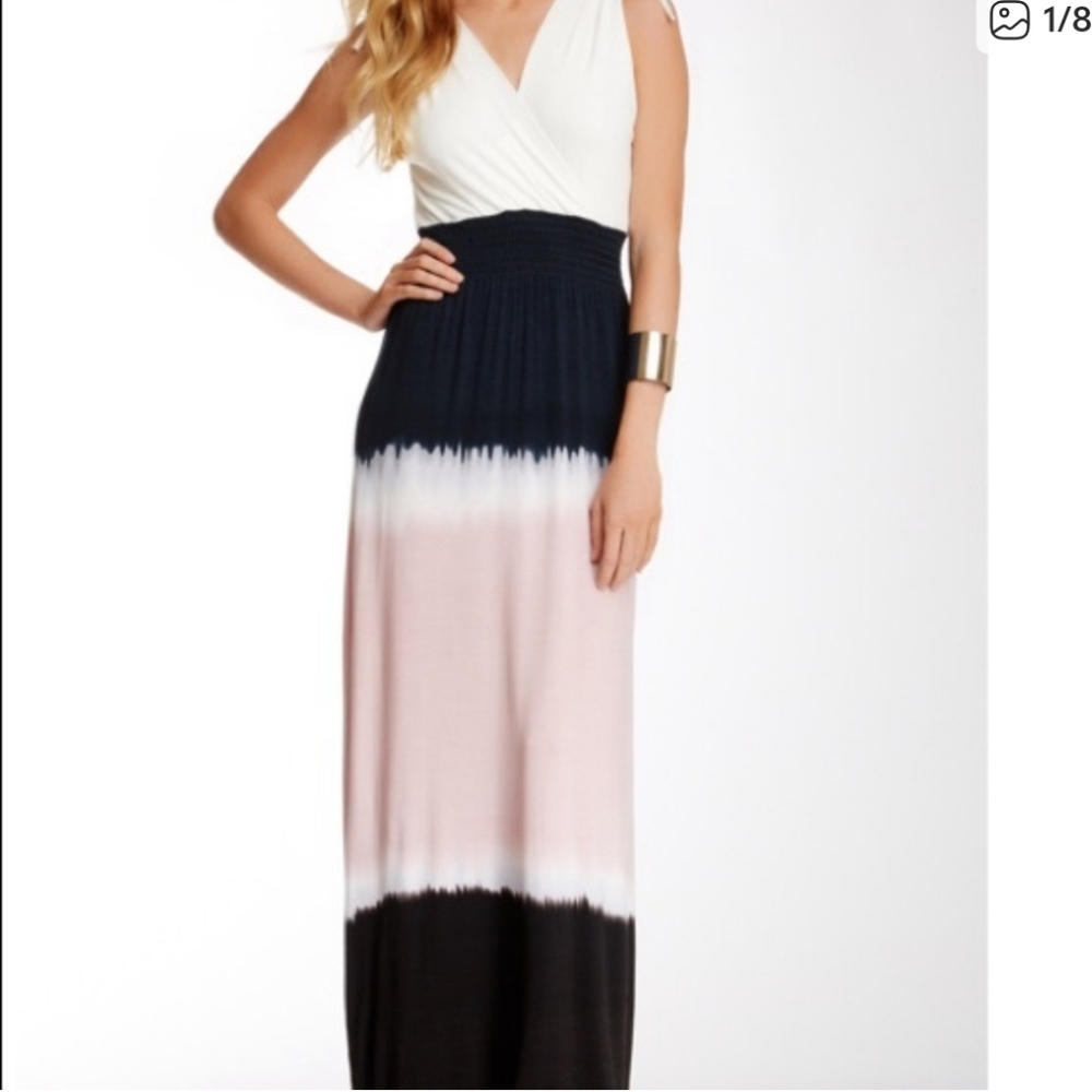REMAIN Lobel Tie Dye Chic Black and Cream Maxi Dress